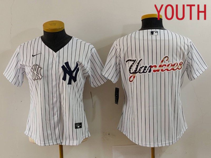 Youth New York Yankees Blank White stripe Game 2024 Nike MLB Jersey style 5->youth mlb jersey->Youth Jersey